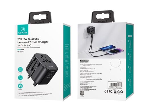 Usams Dual USB Universal Travel Charger (US/AU/EU/UK)