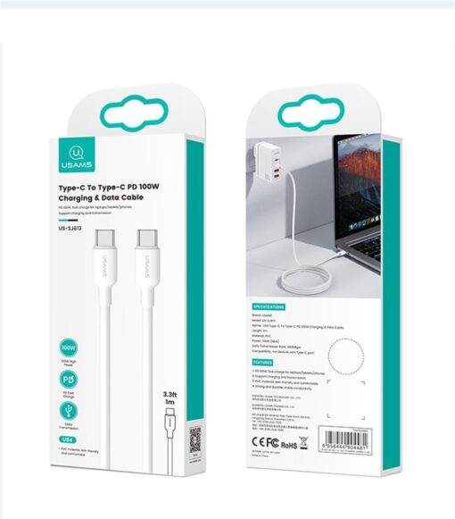 Usams Type-C To Type-C PD 100W Charging & Data Cable For iPhone Fast Charge 3M