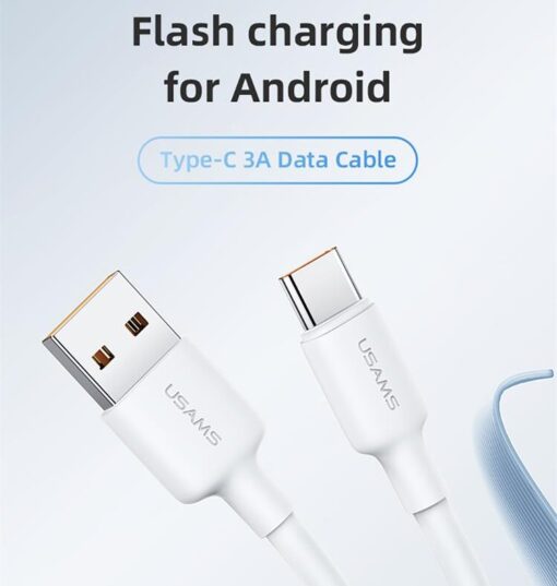 Usams Type-C 3A Charging & Data Cable For iPhone Fast Charge 2M / 3M - Image 2