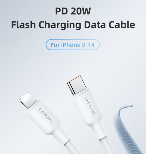Usams Type-C To Lightning PD 20W Charging & Data Cable 2M - Image 2