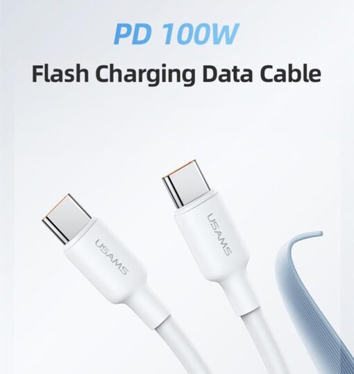 Usams Type-C To Type-C PD 100W Charging & Data Cable For iPhone Fast Charge 3M - Image 2