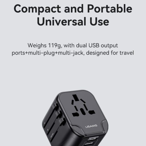 Usams Dual USB Universal Travel Charger (US/AU/EU/UK) - Image 4