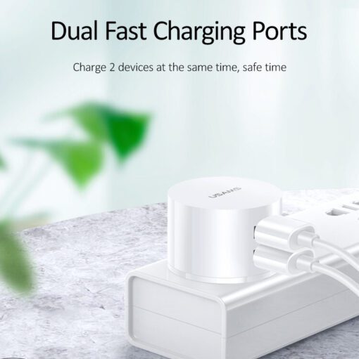 Usams Dual USB Ports Charger Kit Fast Charge Plug + Charging Cable - Image 5