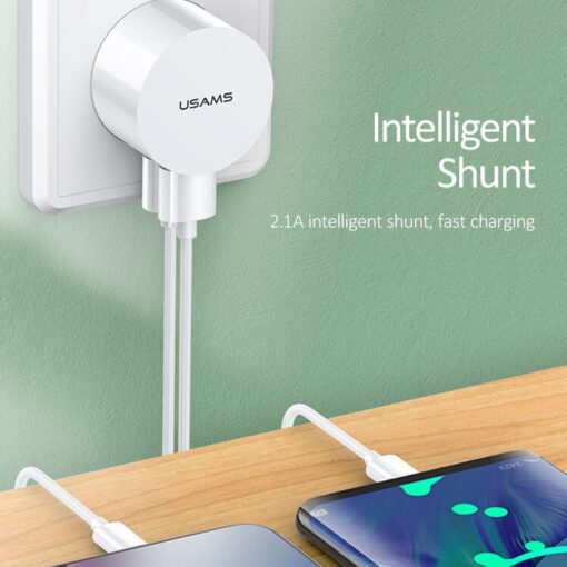 Usams Dual USB Ports Charger Kit Fast Charge Plug + Charging Cable - Image 4