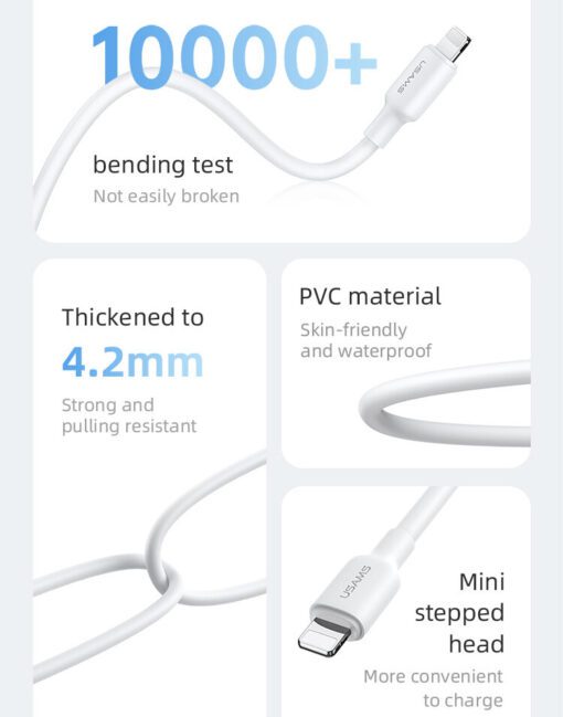 Usams Type-C To Lightning PD 20W Charging & Data Cable 2M - Image 6
