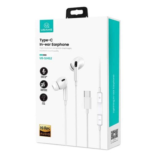 USAMS Headphones EP-41 Type-C In Ear 1.2M White Android Type C - Image 2