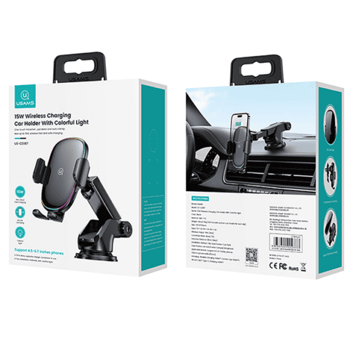 Usams 15W Wireless Charging Car Holder With Colorful Light - Image 5