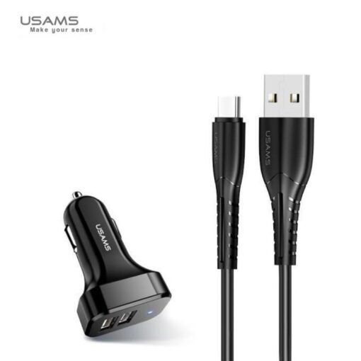 Usams Samsung / Huawei Car Charger with dual USB 2.1A port and Type C cable