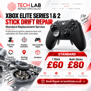 Xbox Elite Series 1 and 2 stick drift repair cost UK at Tech Lab